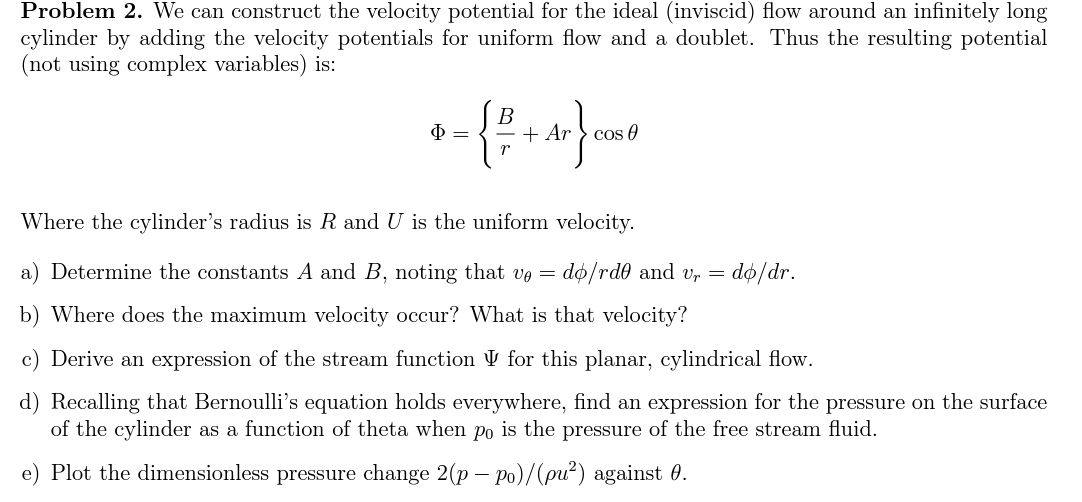 Solved Problem 2. ﻿We can construct the velocity potential | Chegg.com