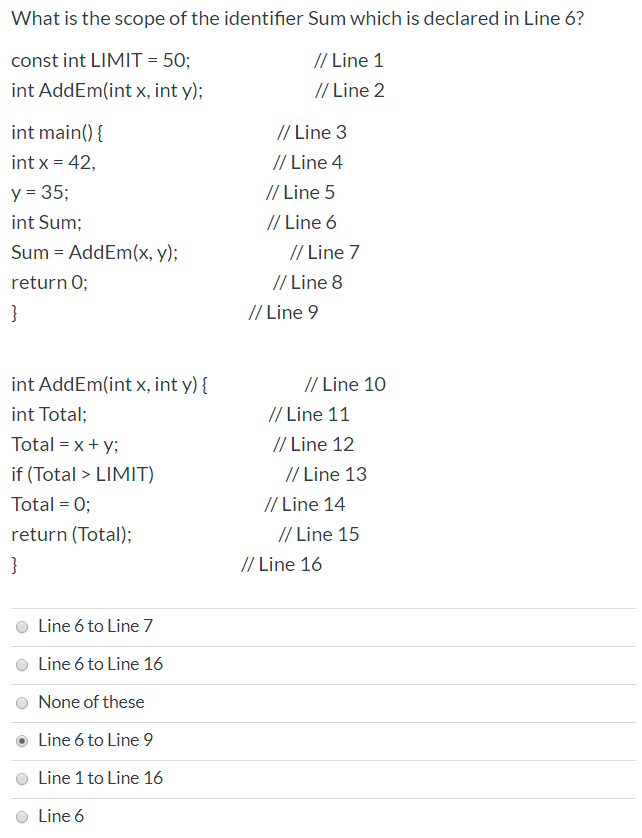 Solved What is the scope of the identifier LIMIT which is