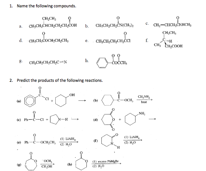 Solved 1. Name the following compounds. CH,CH, | Chegg.com