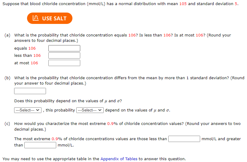 Solved (a) ﻿What is the probability that chloride