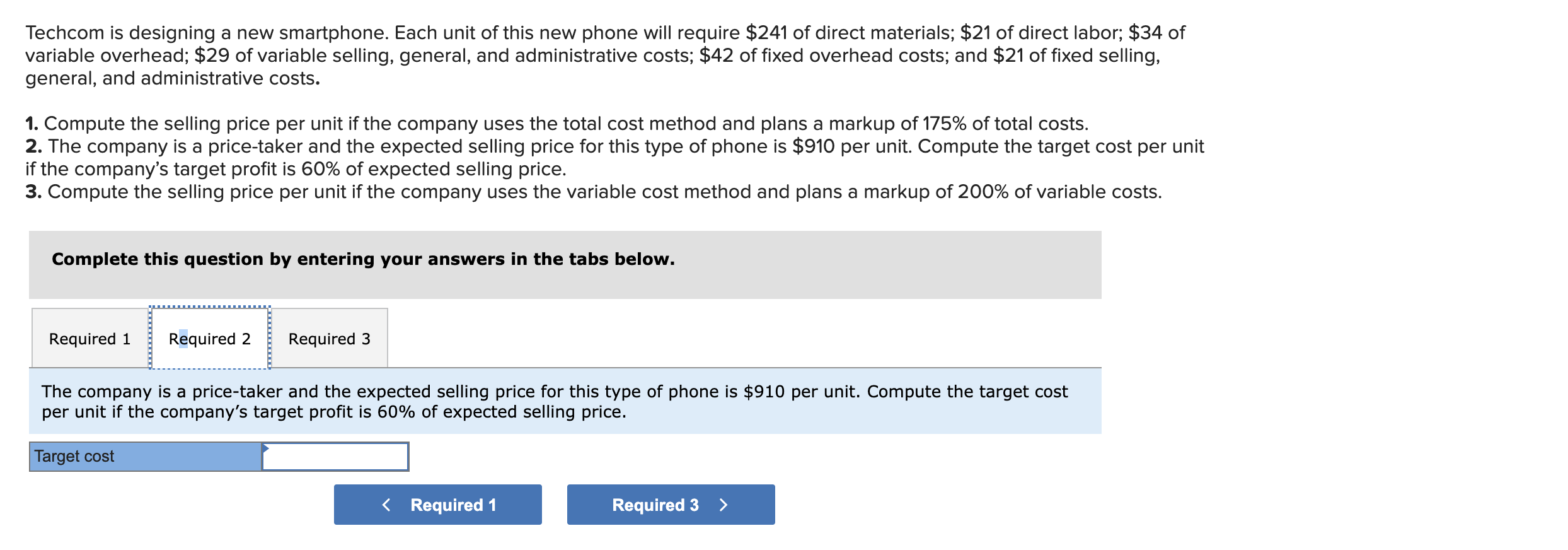 Solved is designing a new smartphone. Each unit of