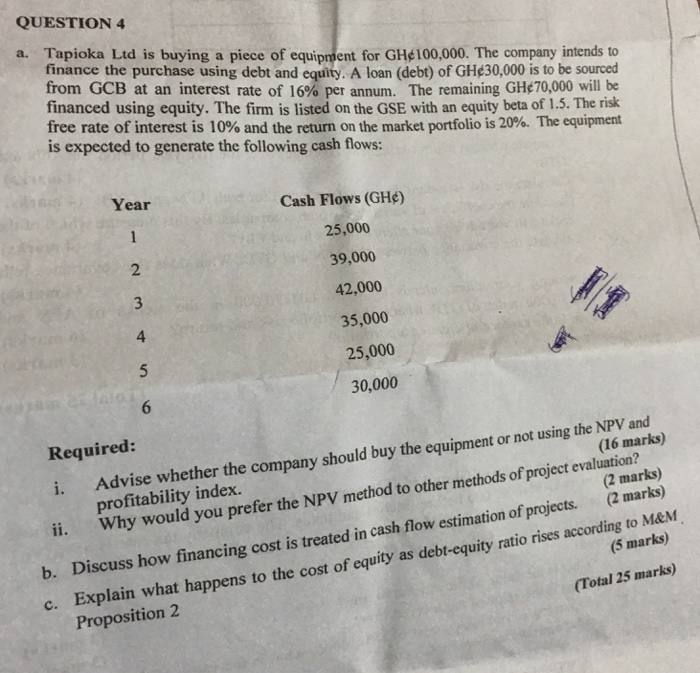 Solved question 4 a tapioka ltd is buying a piece of chegg