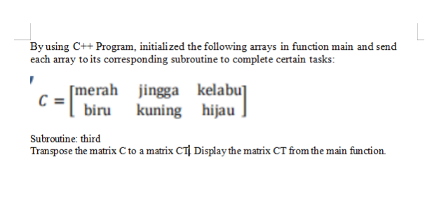 Solved By using C++ Program, initialized the following | Chegg.com
