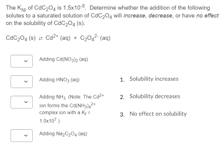 Solved The Ksp of CdC204 is 1.5x10-8. Determine whether the | Chegg.com