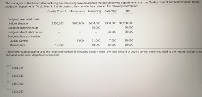 rochester manufacturing process decision case study