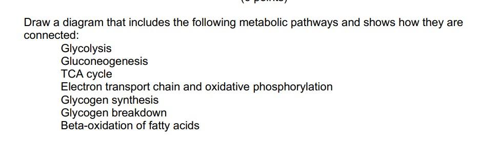 Solved Draw a diagram that includes the following metabolic | Chegg.com