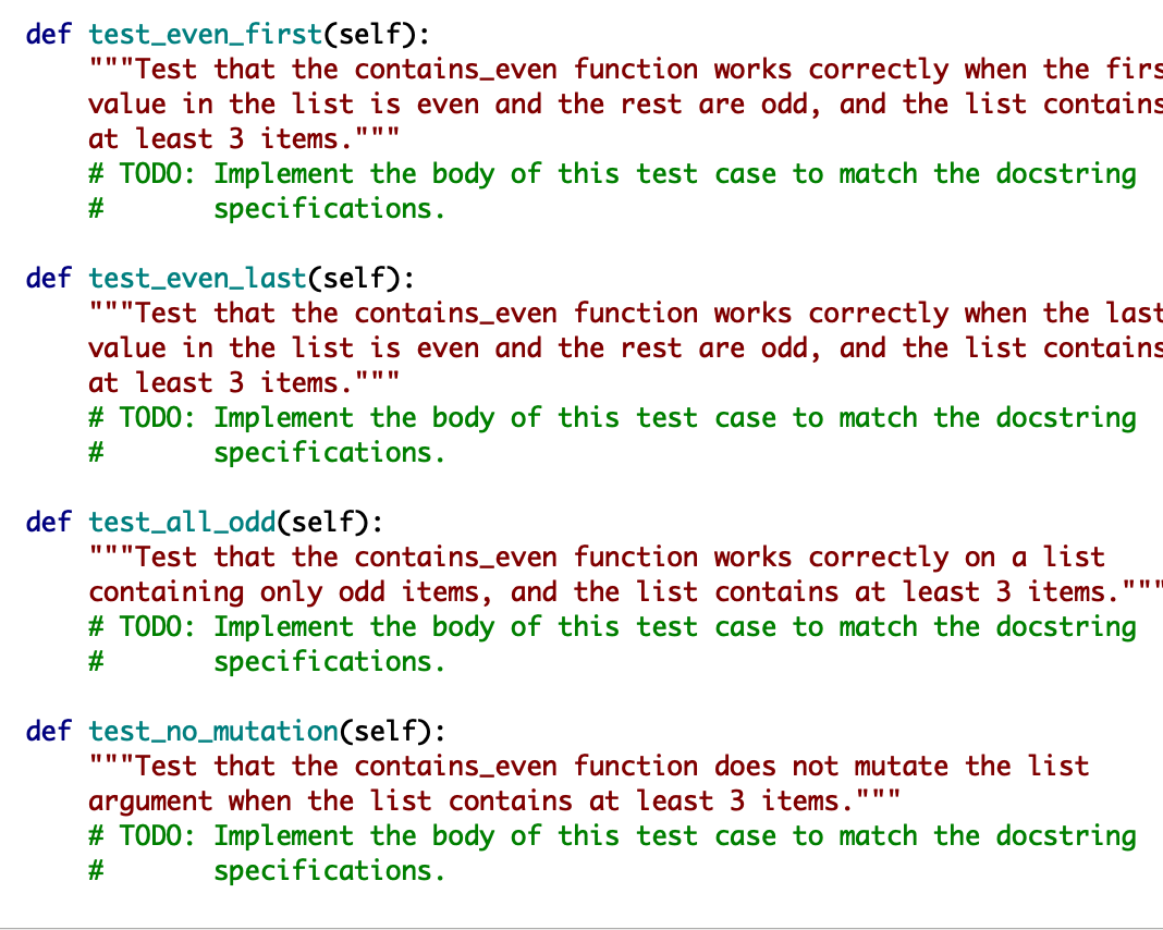 Solved def test_even_first(self): 