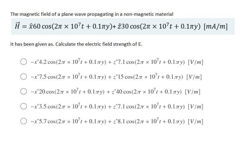 Solved The magnetic field of a plane wave propagating in a | Chegg.com