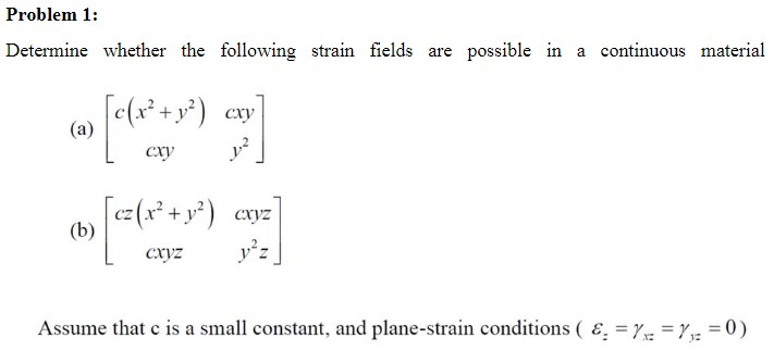 Solved Problem 1: Determine whether the following strain | Chegg.com