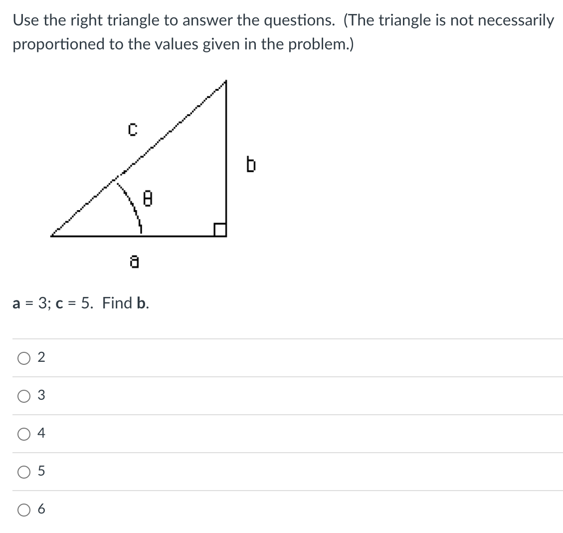 Solved Use the right triangle to answer the questions. (The | Chegg.com