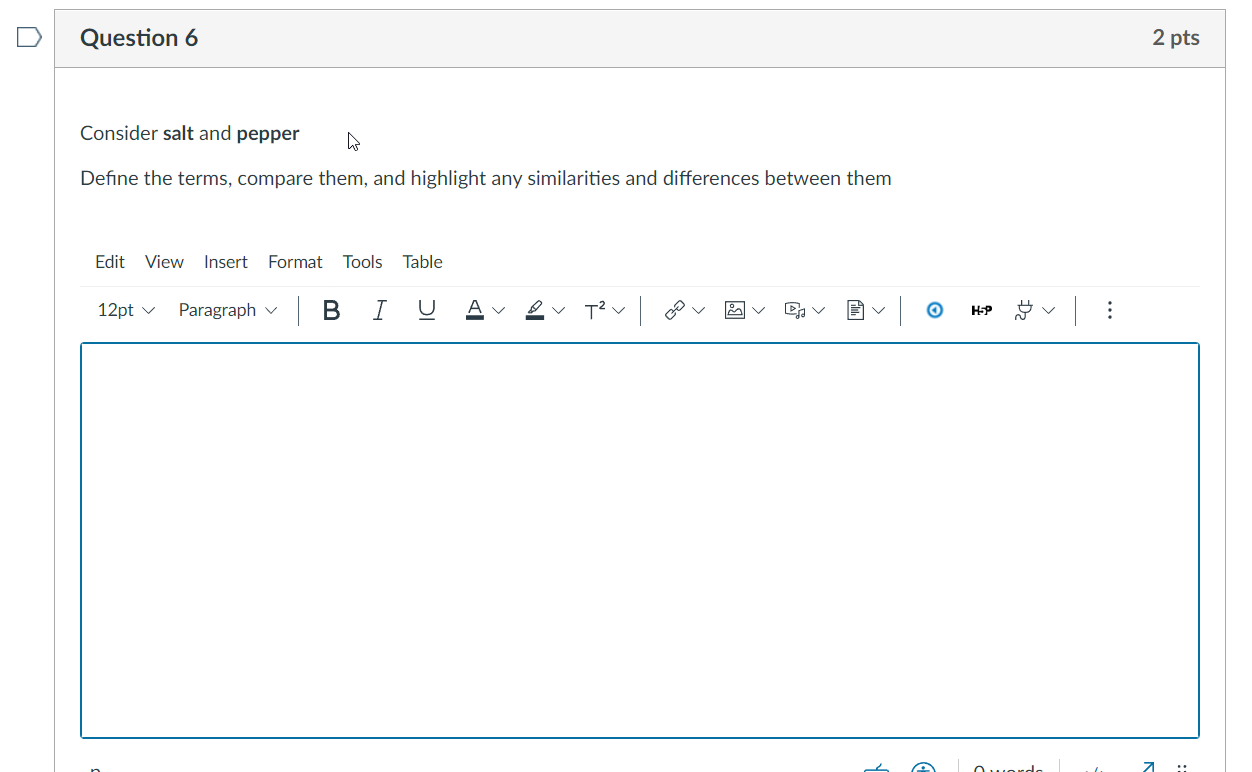 Solved Consider salt and pepper Define the terms, compare