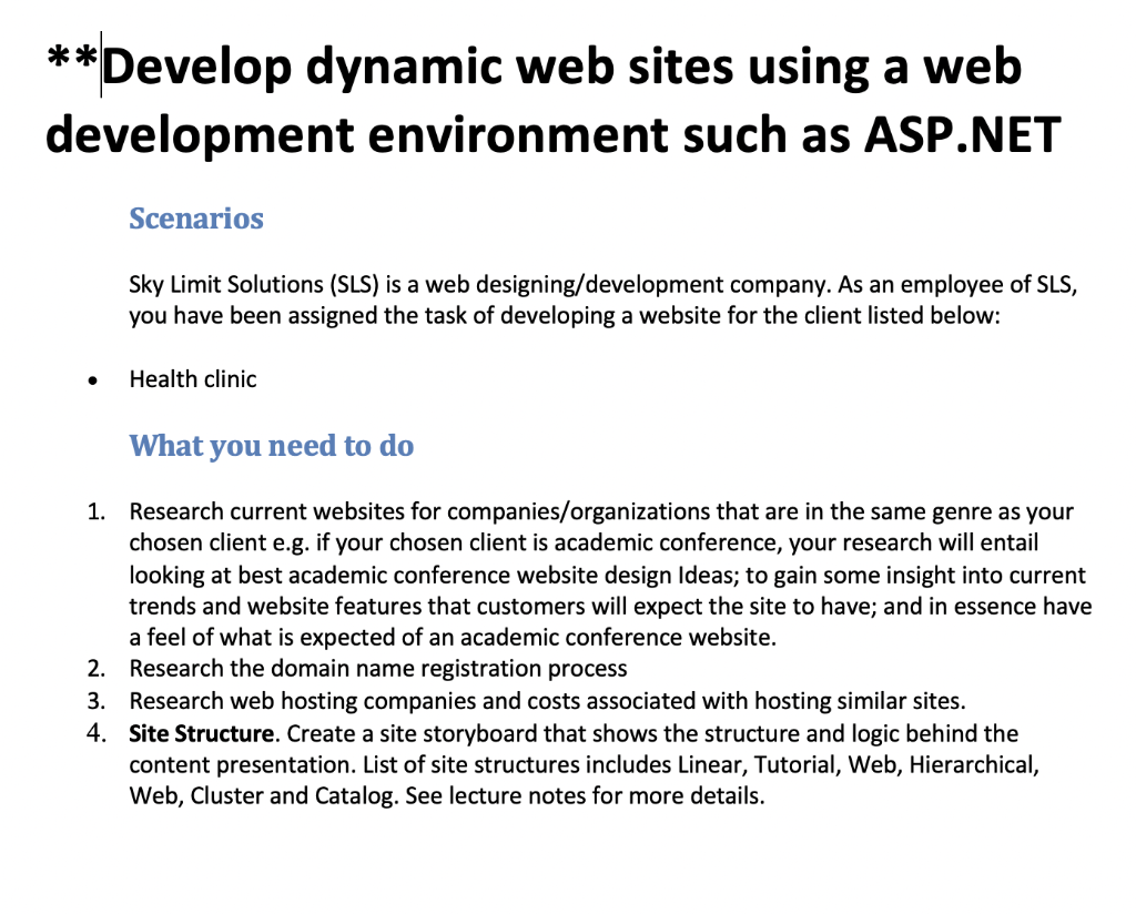 Solved a **Develop dynamic web sites using a web development | Chegg.com