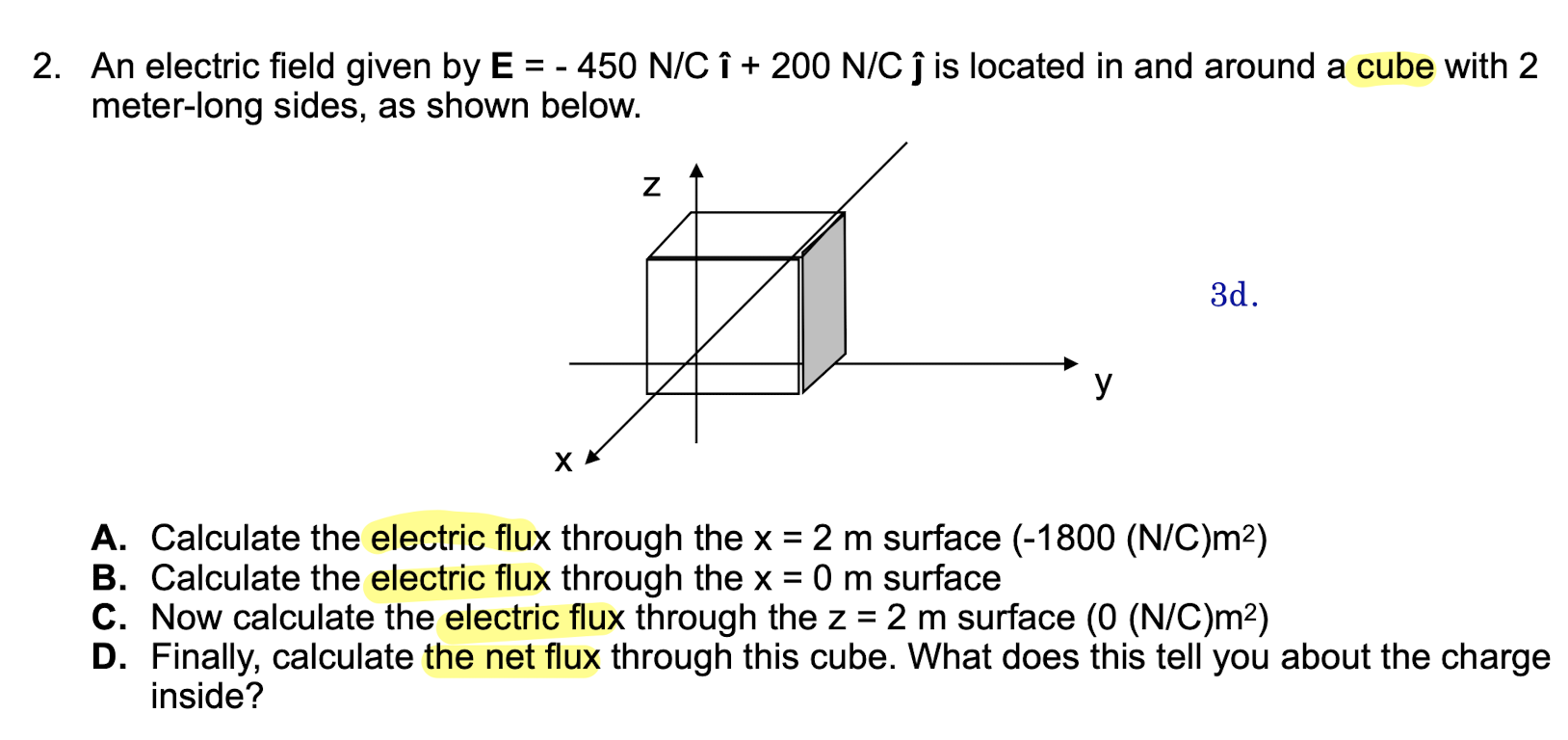 Solved 2 An Electric Field Given By E 450 N C I Chegg Com