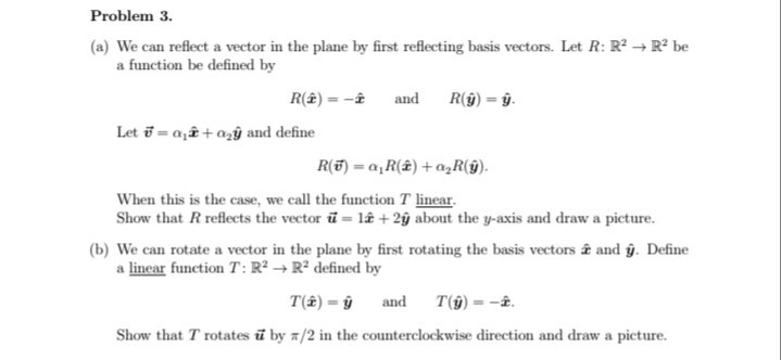 Solved Problem 3. (a) We can reflect a vector in the plane | Chegg.com