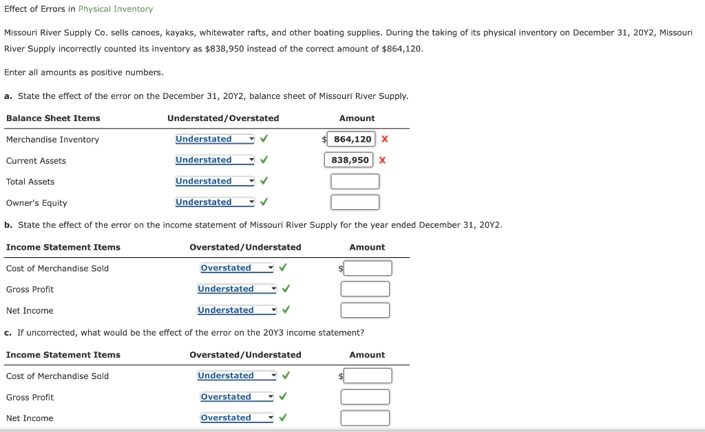 Solved Effect of Errors in Physical Inventory Missouri River