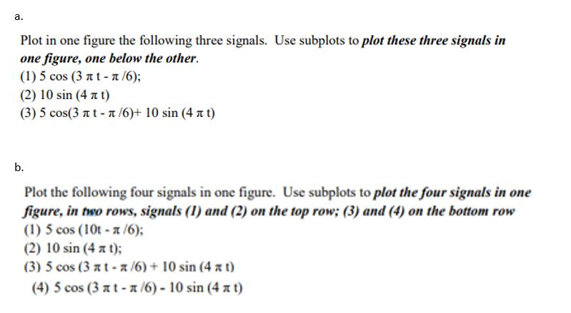 Solved Plot in one figure the following three signals. Use | Chegg.com