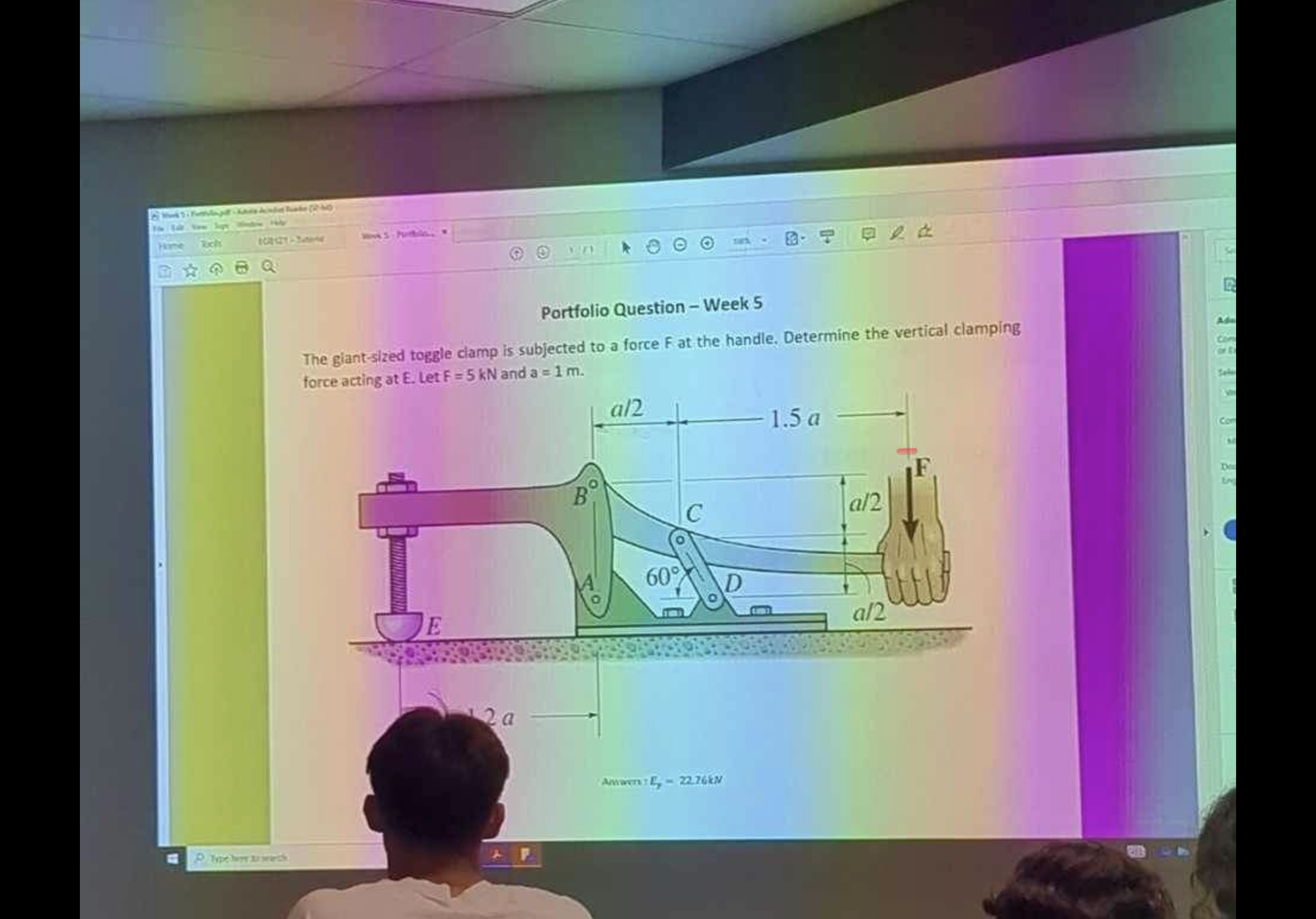 Solved The giantsized toggle clamp is subjected to a force
