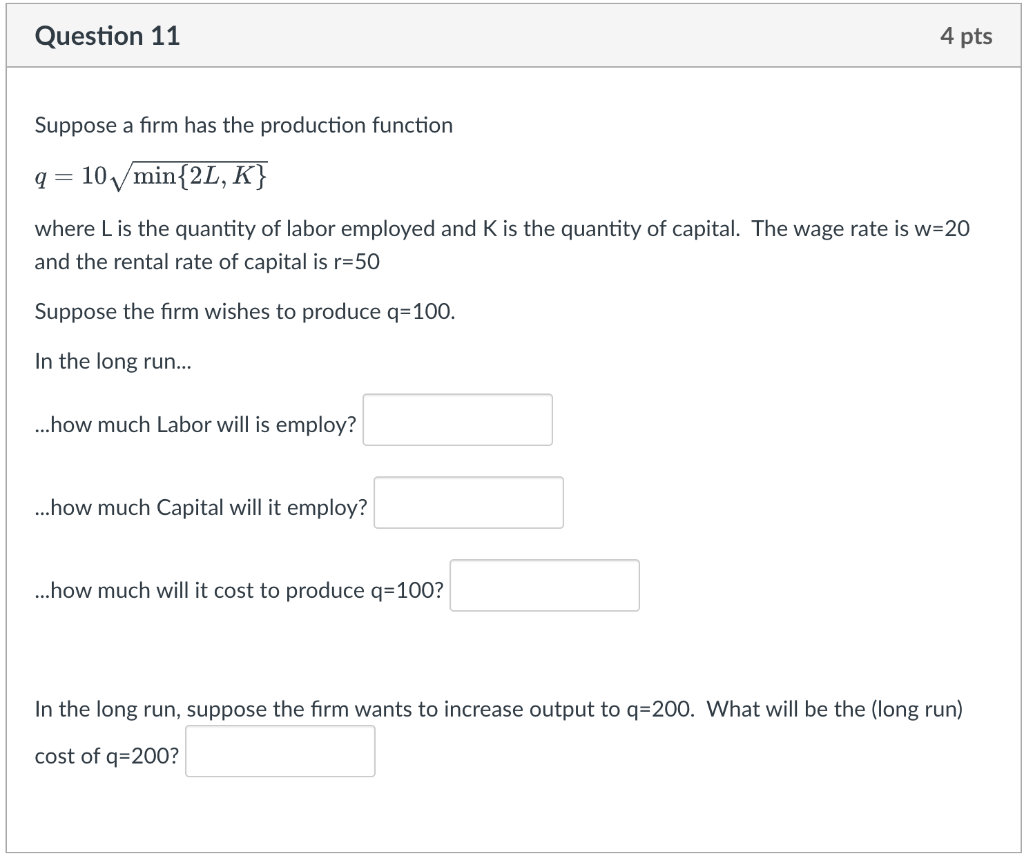 Solved Suppose a firm has the production function | Chegg.com