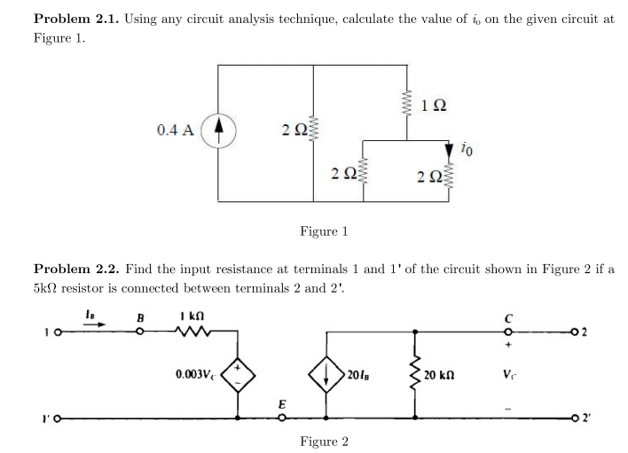 Solved Problem 2.1. Using Any Circuit Analysis Technique, | Chegg.com