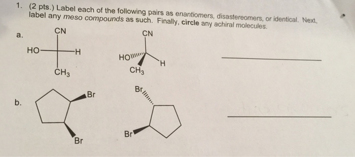Solved 1. (2 pts.) Label each of the following pairs as | Chegg.com