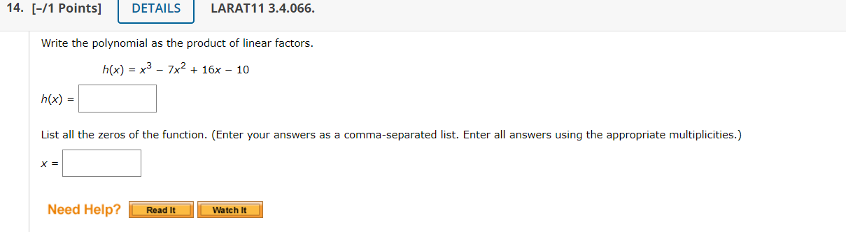 Solved Write the polynomial as the product of linear | Chegg.com