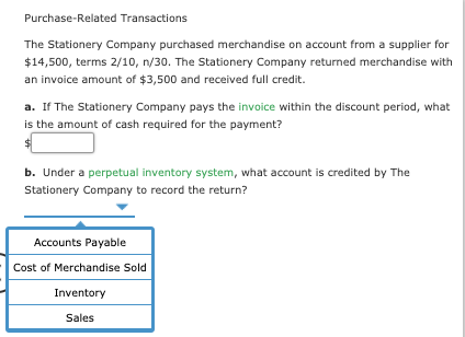 Solved Purchase-Related Transactions The Stationery Company 