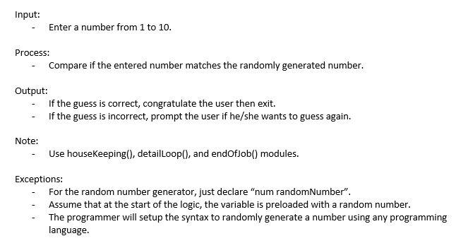 Solved write the pseudocode for a guessing game program. A | Chegg.com