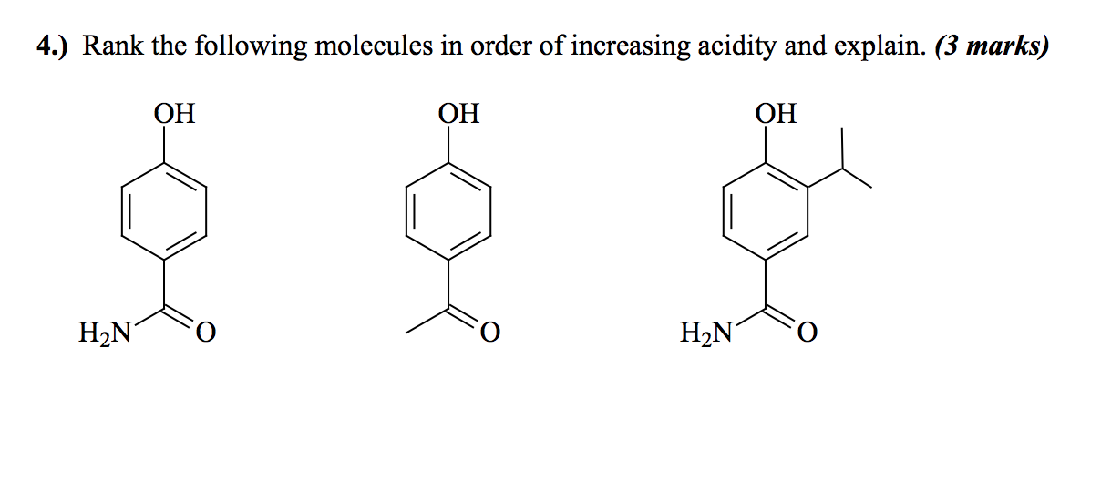 Solved Rank the following molecules in order of increasing | Chegg.com