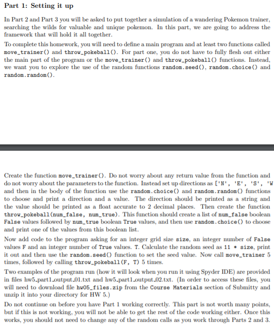 Part 1: Setting it up In Part 2 and Part 3 you will | Chegg.com