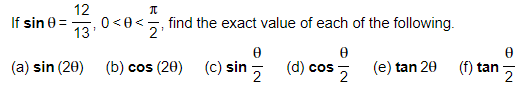 Solved If sinθ=1312,0