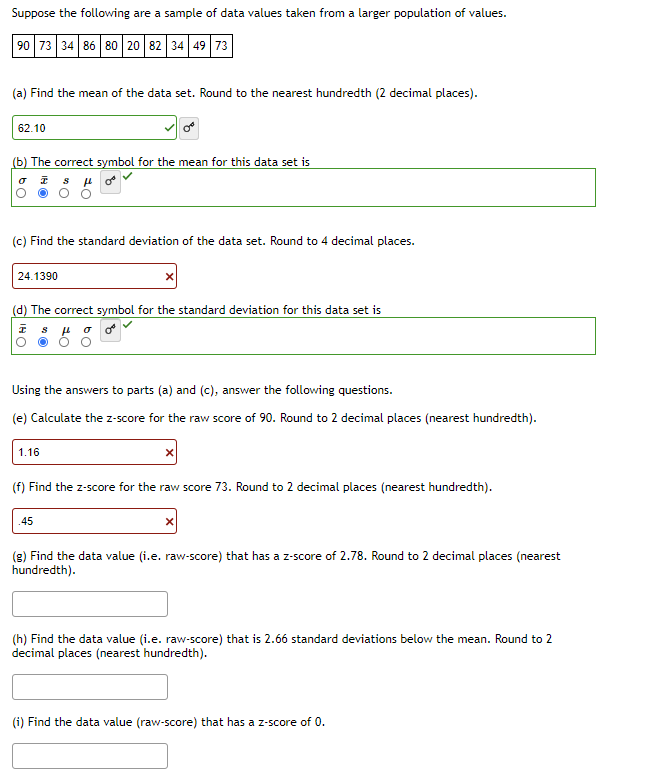 Solved Suppose the following are a sample of data values | Chegg.com