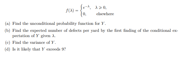 Solved The number of defects per yard Y for a certain fabric | Chegg.com