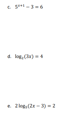 Solved 2. Solve the following equations for x. Leave answers | Chegg.com