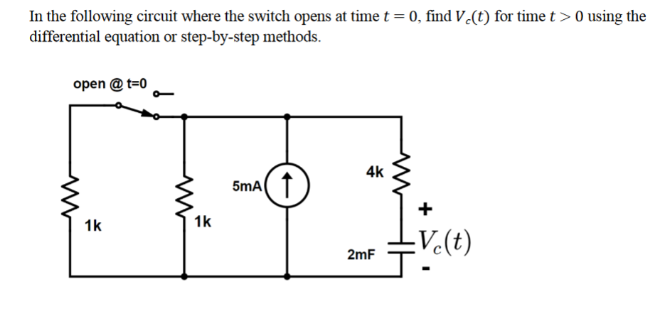 Solved In the following circuit where the switch opens at | Chegg.com