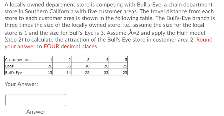 Solved A Locally Owned Department Store Is Competing With | Chegg.Com