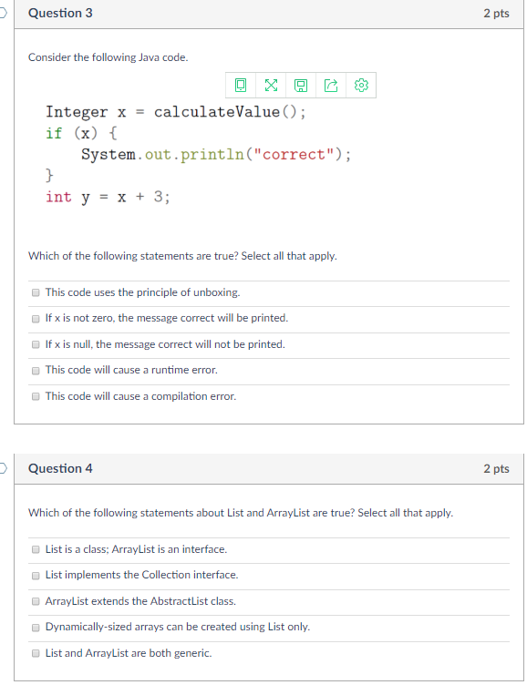 Solved Consider the following Java code. Integer x= | Chegg.com