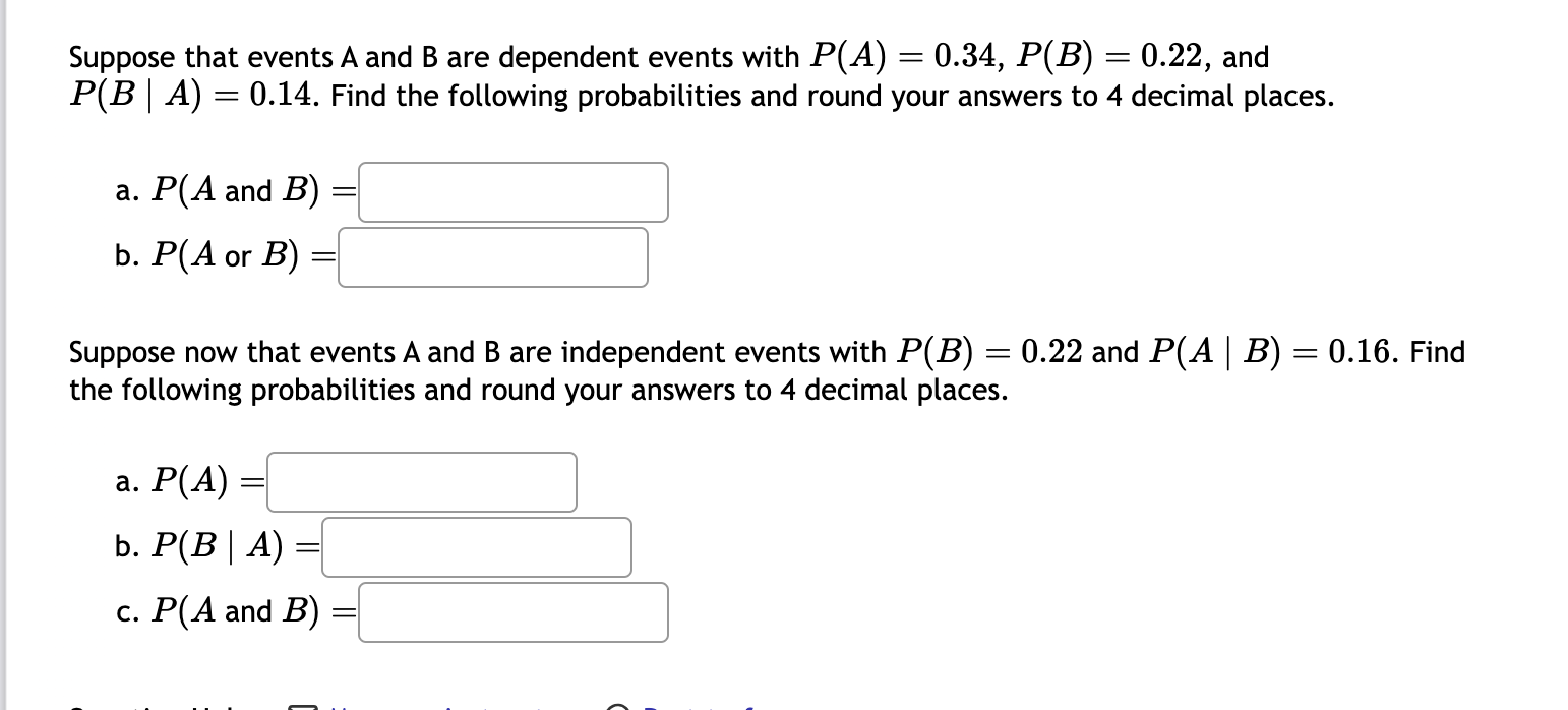 Solved Suppose That Events A And B Are Dependent Events With | Chegg.com