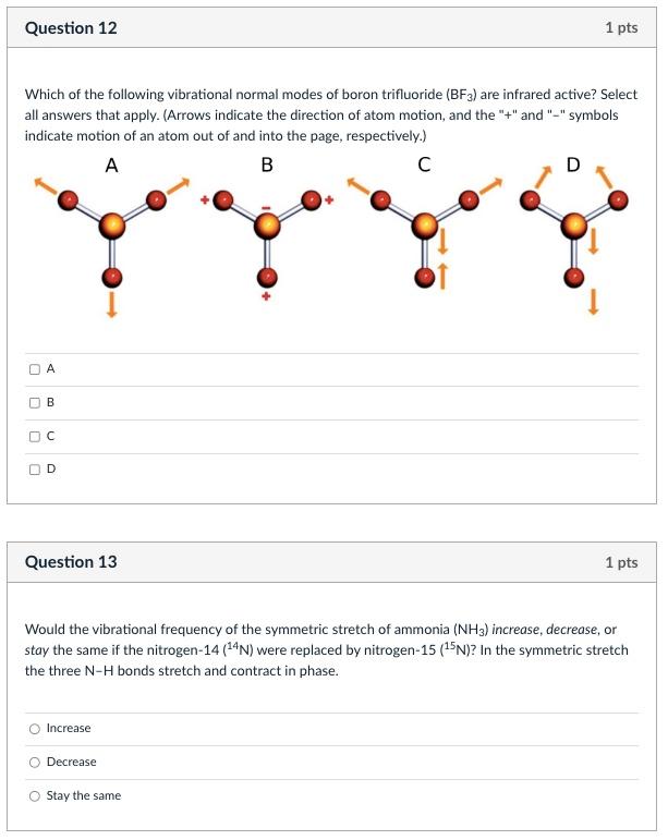 Solved Which Of The Following Vibrational Normal Modes Of | Chegg.com