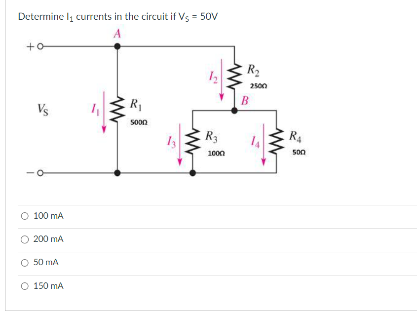 Solved a) Determine I1 currents in the circuit if VS = 50Vb) | Chegg.com