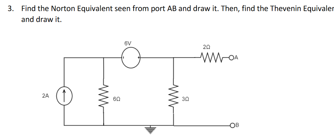 Solved Find the Norton Equivalent seen from port AB and draw | Chegg.com