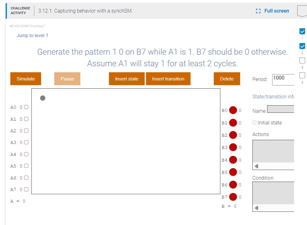 Solved Generate The Pattern 10 On B7 While A1 Is 1 . B7 | Chegg.com