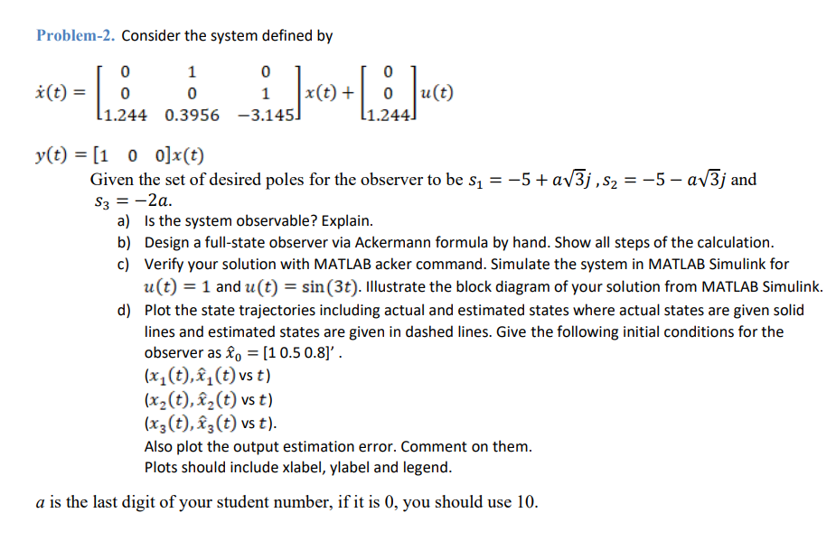 Solved Problem-2. Consider the system defined by | Chegg.com
