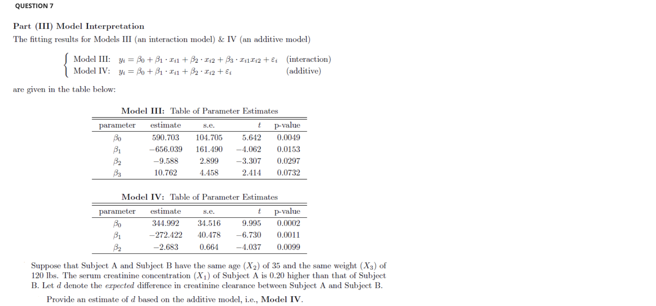 Solved QUESTION 7 Part (III) Model Interpretation The | Chegg.com