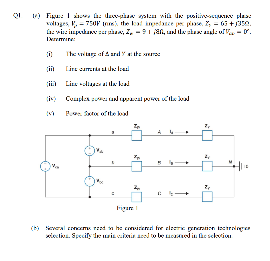 Solved (a) Figure 1 Shows The Three-phase System With The | Chegg.com