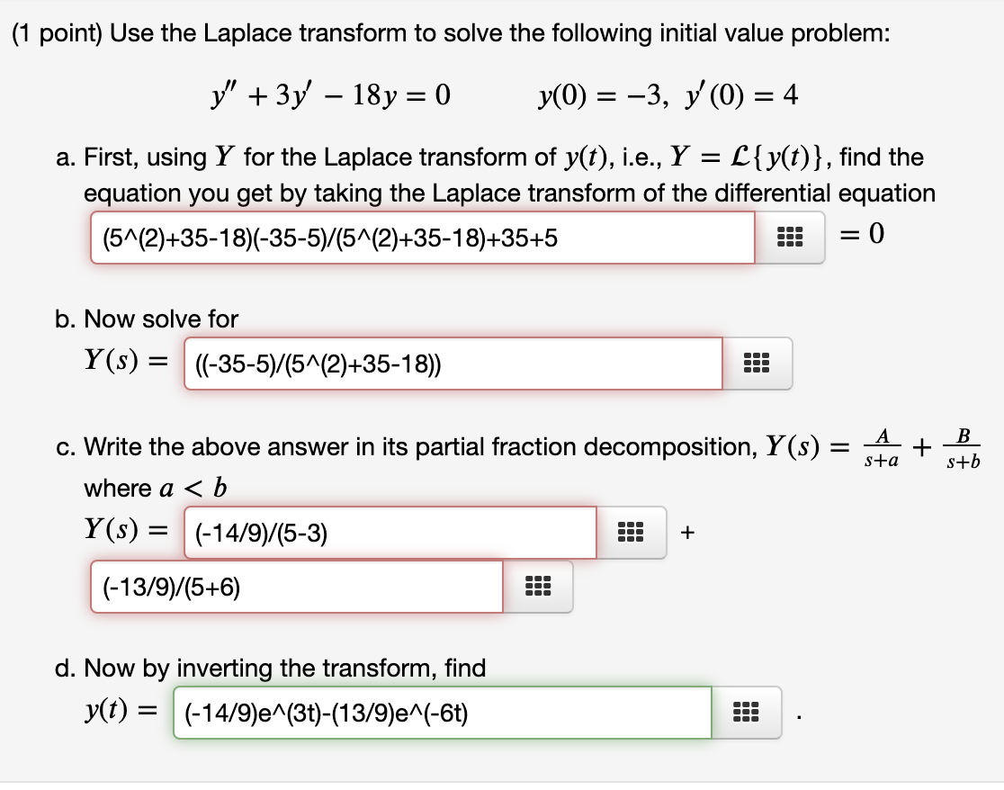 Solved 1 Point Use The Laplace Transform To Solve The F Chegg Com