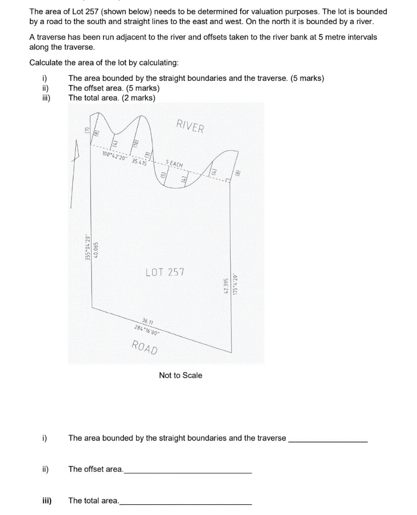 Solved The area of Lot 257 (shown below) needs to be | Chegg.com