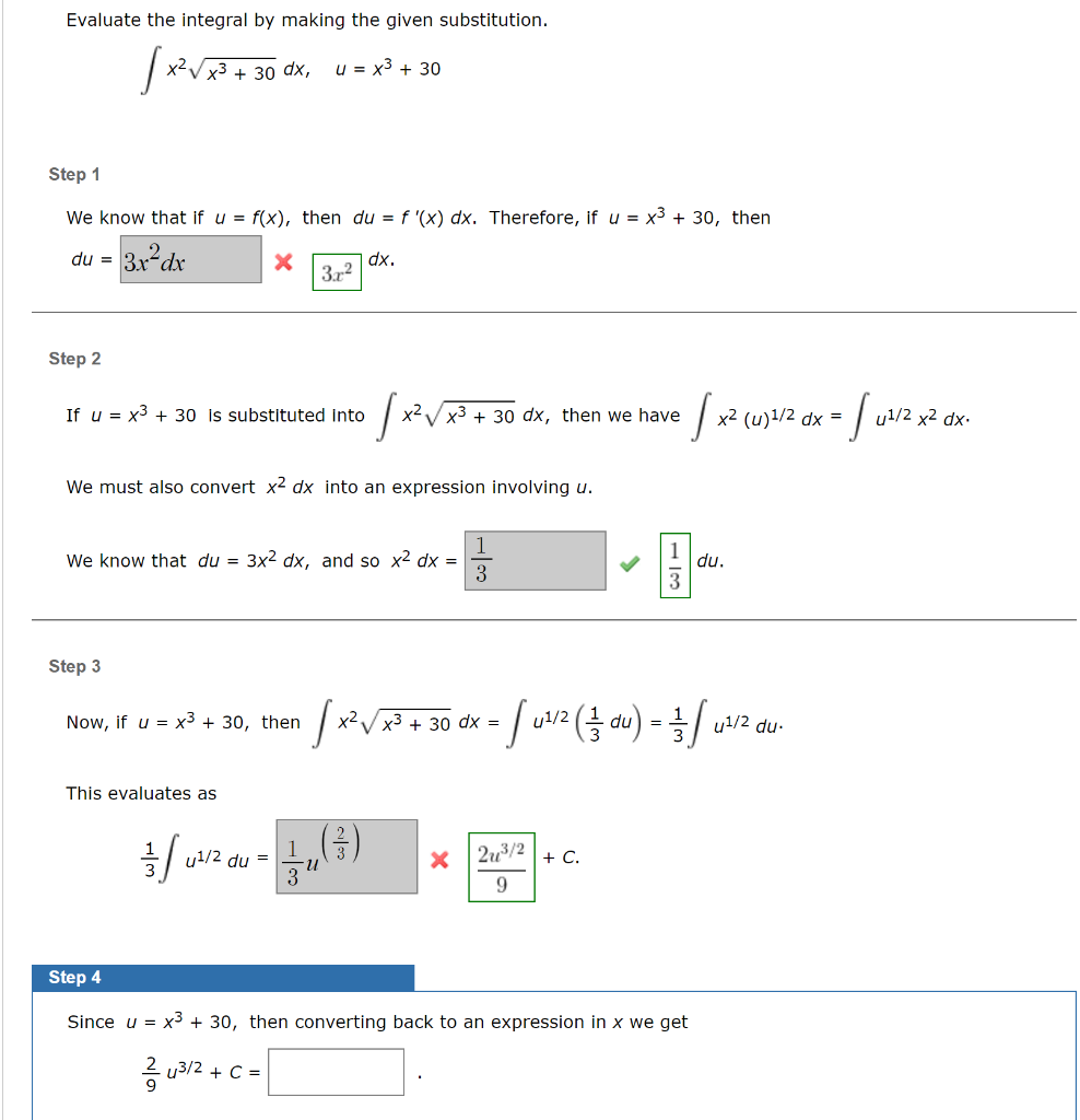 Evaluate The Integral Making The Given Chegg 