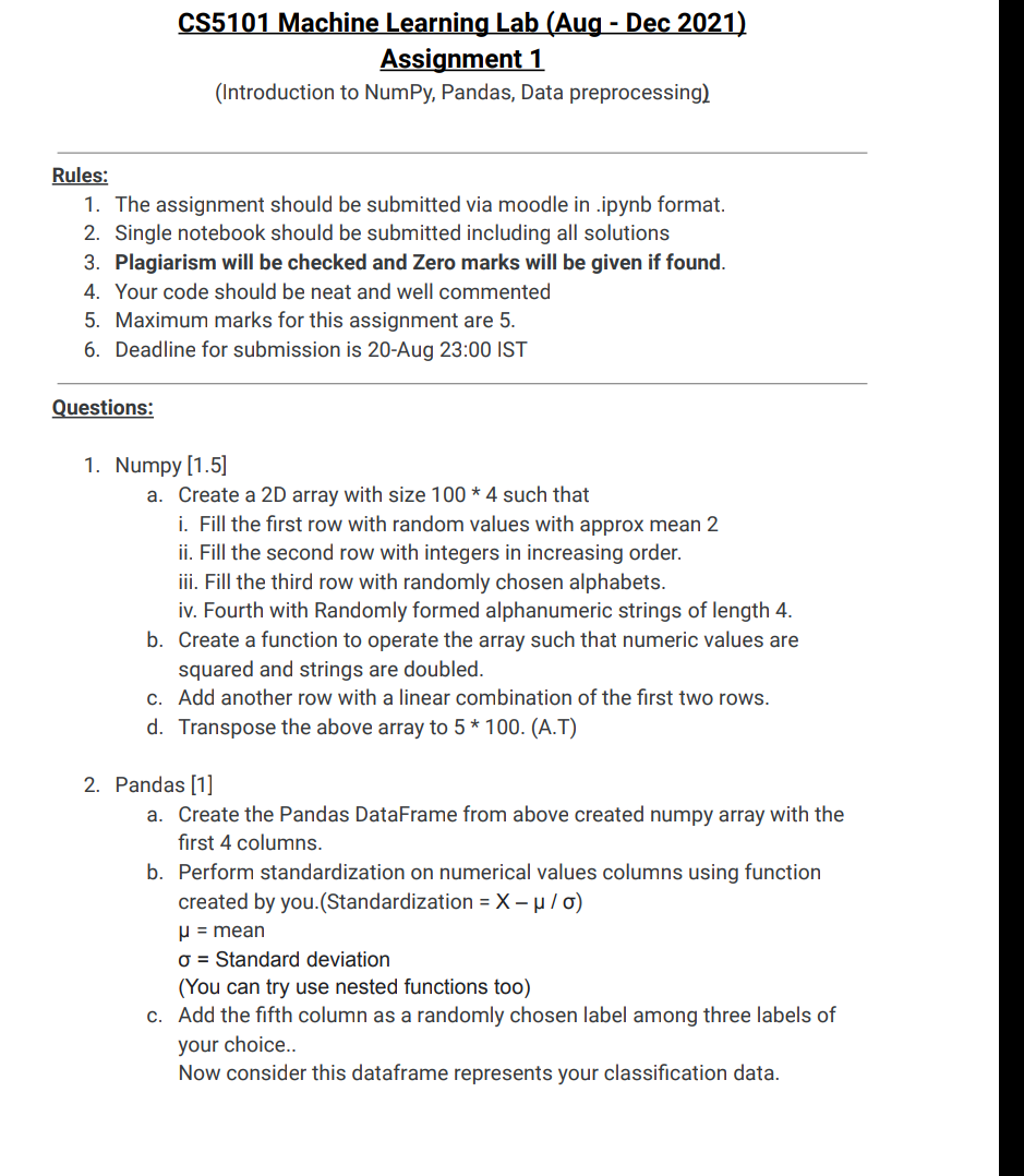 machine learning 600 assignment