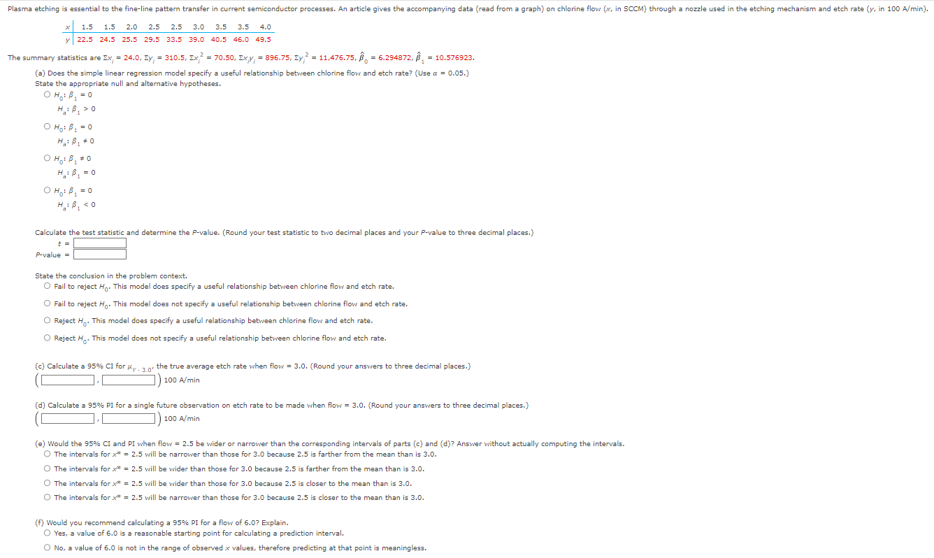 Solved e summary statistics are Chegg com