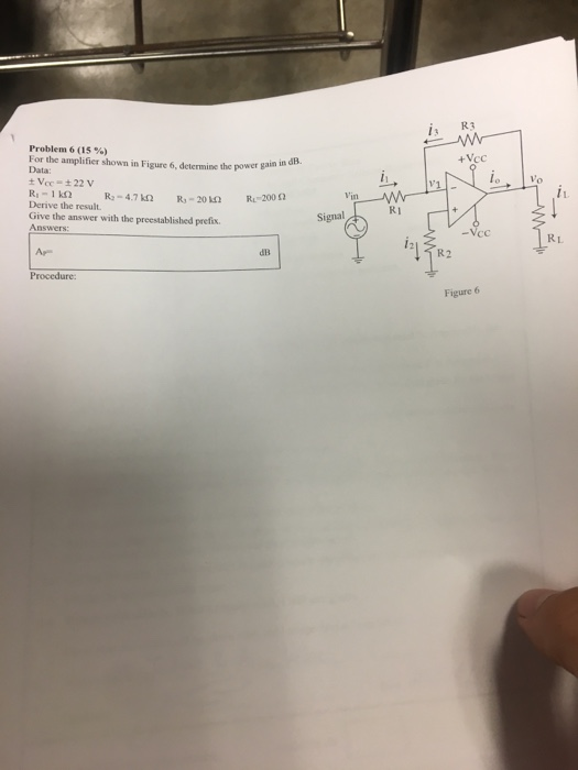 Solved R3 Problem 6 (15 %) For the amplifier shown in Figure | Chegg.com